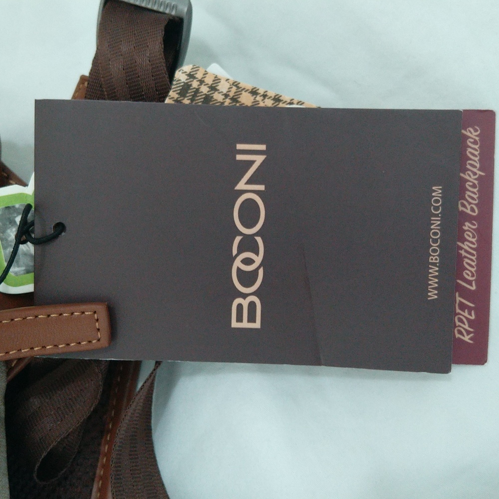 Boconi recycled polyester & leather travel Backpack - Picture 16 of 17